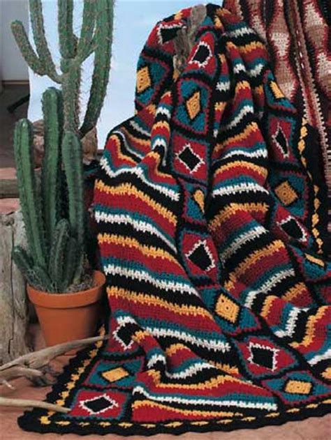 Navajo Diamonds And Stripes Free Crochet Afghan Pattern