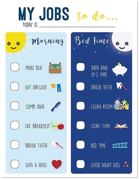 Routine Chart For Kids Chart For Morning And Bedtime
