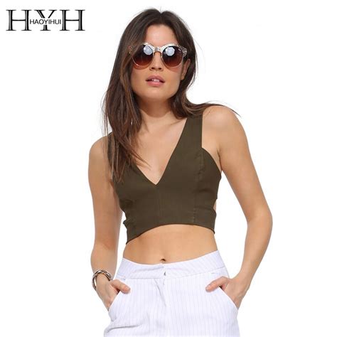 Hyh Haoyihui Sexy Cut Out Basic Tank Tops Women V Neck Backless Slim