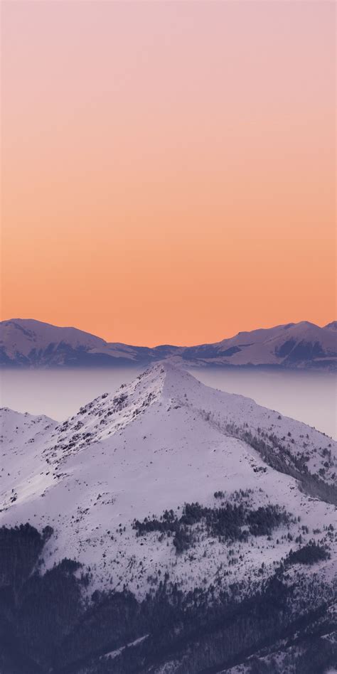 Download 1080x2160 Wallpaper Sunset Minimal Glacier Peaks Mountains