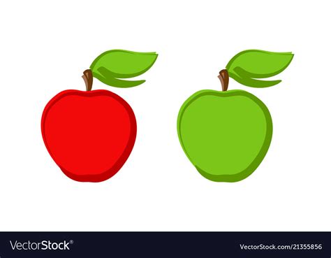 Icon Set Ripe Apples Isolated On White Royalty Free Vector