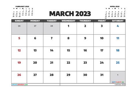 March 2023 Calendar Printable Free 3 Month Template