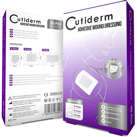 Pack Of 30 Cutiderm Assorted Adhesive Sterile Wound Dressings Suitable