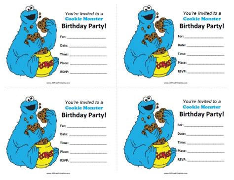 cookie monster birthday invitations  printable