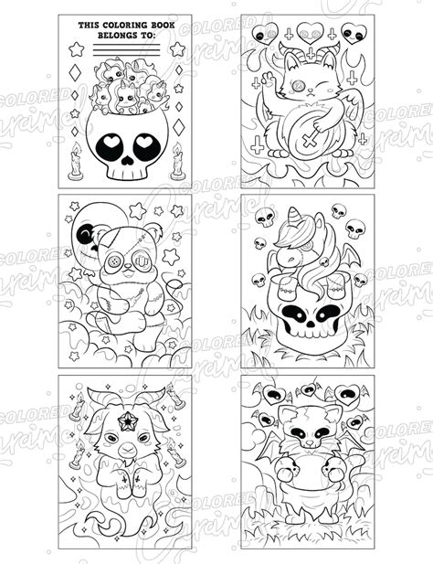 Kawaii Pastel Goth Coloring Book Digital Download Pdf Cute Etsy Witch Coloring Pages Mandala