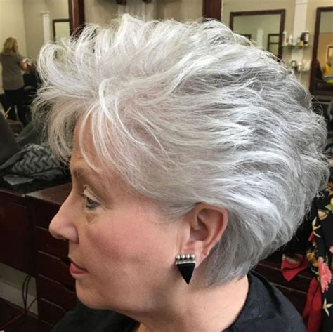 The short bob haircut combed backward with the support of sticky hair cream or gel. 65 Gorgeous Gray Hair Styles | Short grey hair, Hair ...