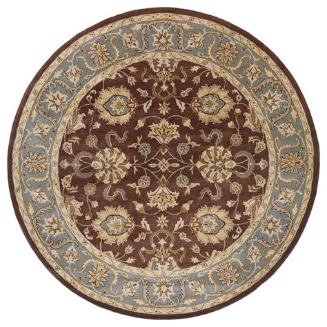 The rug frames the table and enhances the combination of the table and the rug. Kaleen Mystic Agean Brown 9 ft. x 9 ft. Round Area Rug ...