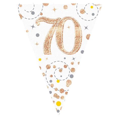 Rose Gold 70th Birthday Bunting Sparkling Fizz Party Save Smile