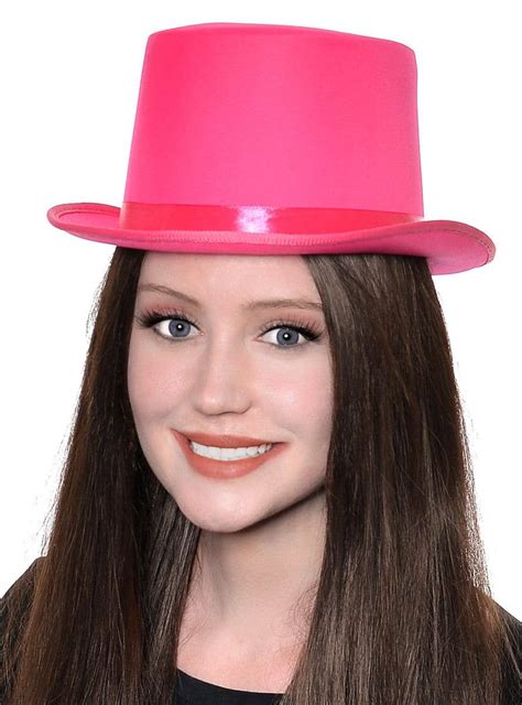 Adults Bright Pink Top Hat Unisex Pink Top Hat Costume Accessory