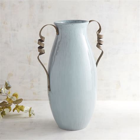 Tall Blue Vase With Metal Handles Pier 1 Imports Vases Decor Blue