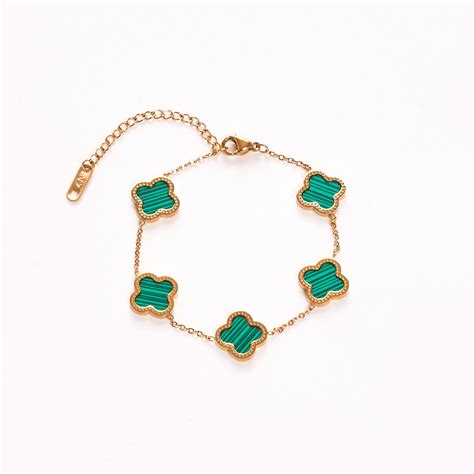 Four Leaf Clover Bracelet Green And Gold Lynott Jewellery