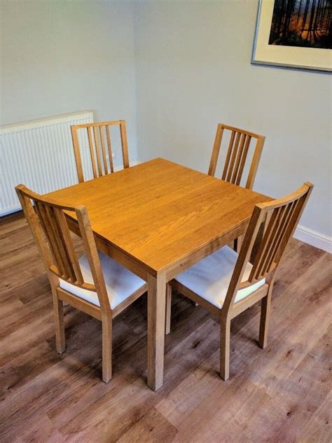 Ikea Bjursta Extendable Dining Table With 4 Chairs In Livingston