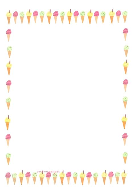 Printable Ice Cream Border 5 Pages Invitation Template Etsy Uk