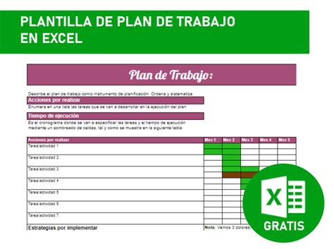 Plantilla De Plan De Trabajo Para Descargar Excel Gratis