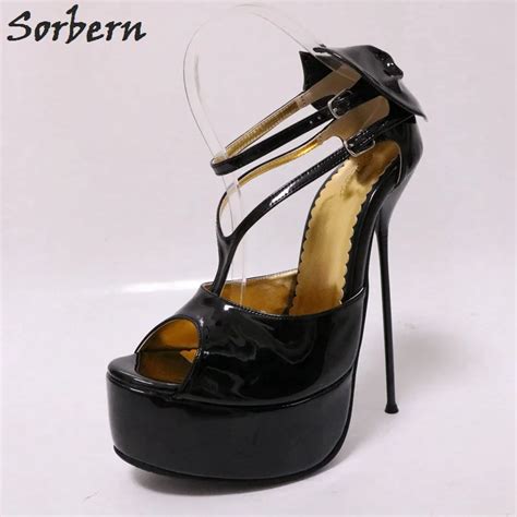 sorbern steel high heel sandals women 14cm 16cm 18cm plus size 37 52 unisex shoes t straps