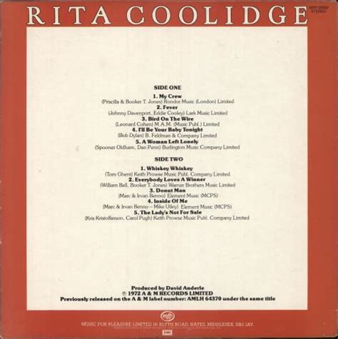 Rita Coolidge The Ladys Not For Sale Uk Vinyl Lp Album Lp Record