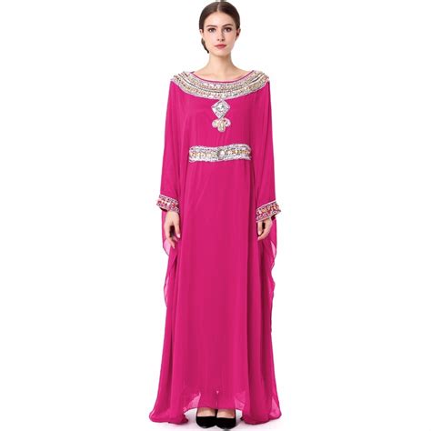 Women Embroidery Long Sleeve Muslim Abaya Dress Gown Dubai Moroccan Kaftan Caftan Islamic Abaya