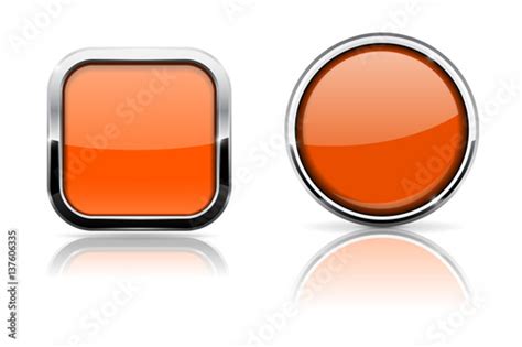 Orange Buttons Shiny Glass Square And Round Buttons With Chrome Frame