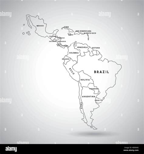 Mapa De América Latina Con Los Nombres De Los Países Icono Sobre Fondo