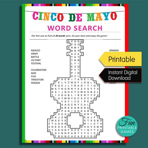 Cinco De Mayo Word Search Printable Printable Word Searches