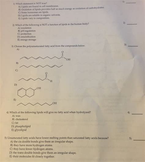 State whether the following statements are true or false. Solved: Which Statement Is NOT True? A) Lipids Are Found I ...