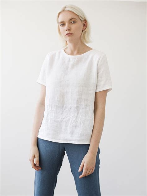 Linen T Shirt Yuna Linen Shirts Women Linen Top Women White Linen Shirt