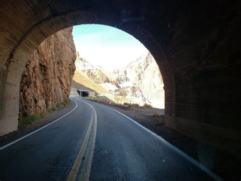 Tunnel Mountain Road Route Asphalt Curve Desert Stock Photo Image Of