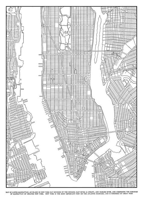 1944 New York City Manhattan Grid Map Vintage Black And White Print