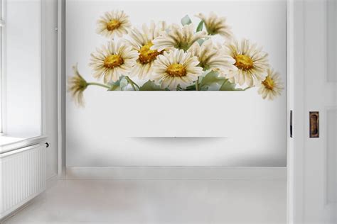 3D Daisy Flowers Wallpaper Mural Peel And Stick Wallpaper Etsy