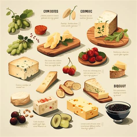 Premium AI Image A Poster Of Different Types Of Cheeses Including