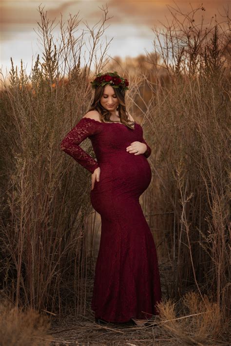 Gorgeous Winter Maternity Shoot Lace Maternity Gown Maternity