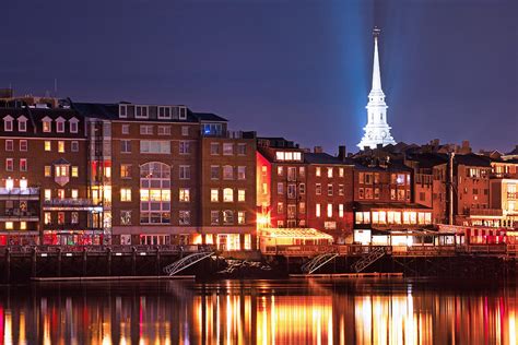 Portsmouth Waterfront at Night Photograph by Eric Gendron