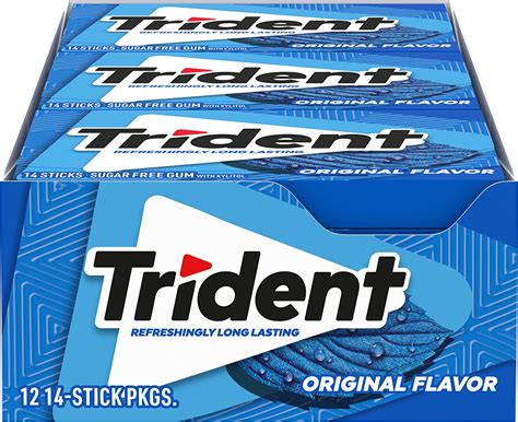 Trident Original Flavor Sugar Free Gum With Xylitol 12 Packs 168