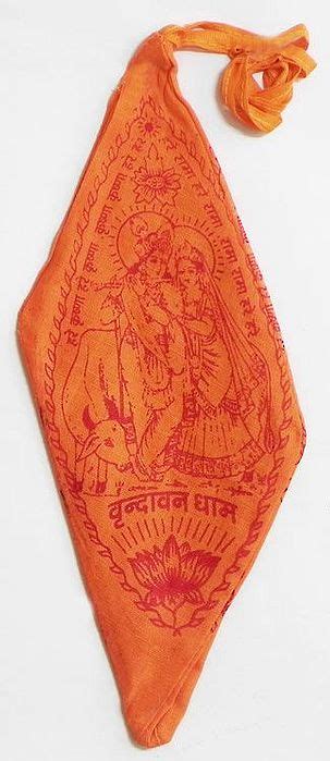 Saffron Japa Mala Bag With Hare Rama Hare Krishna With Radha Krishna Print