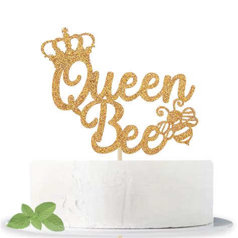 buy gold glitter queen bee cake topper for bumble bee themed happy birthday happy mother s day