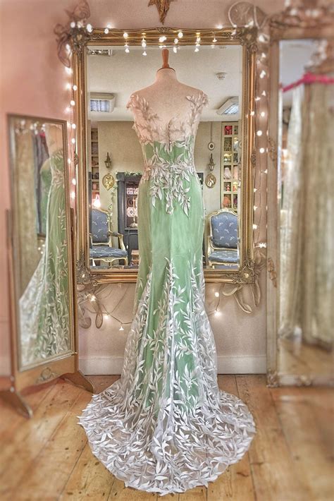 wedding dress with green embroidery marriage improvement