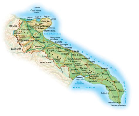 La mappa della puglia e cartina: Guida di viaggio: Puglia