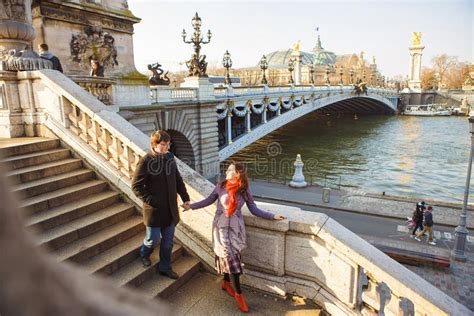 Pair Of Lovers On Seine River In Paris Travel In Spring In Europe