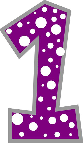Number 1 Purple And Grey Polkadot Clip Art At Vector Clip