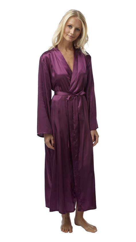 Ladies Long Satin Robe Wrap Deep Lace Plus Size Nightwear Sleepwear Ebay