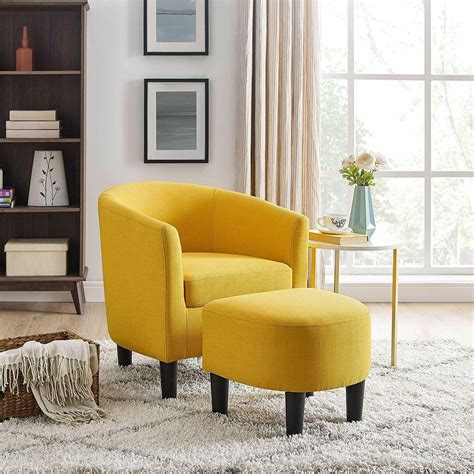 Modern Accent Arm Chair Upholstered Chair Fabric Single Sofa Ottoman