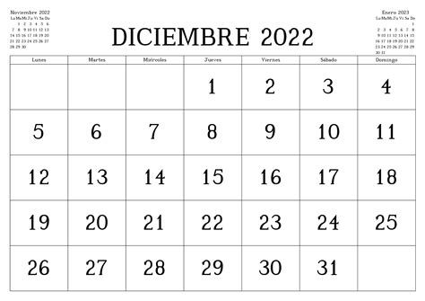 Calendario Diciembre 2022 Para Imprimir Gratis