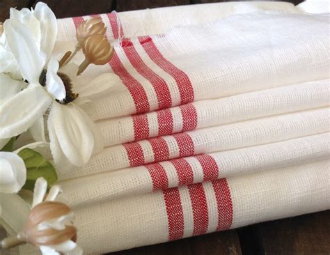 Utlity Fabric Red Stripe Toweling By The Yard Kitchen Towels
