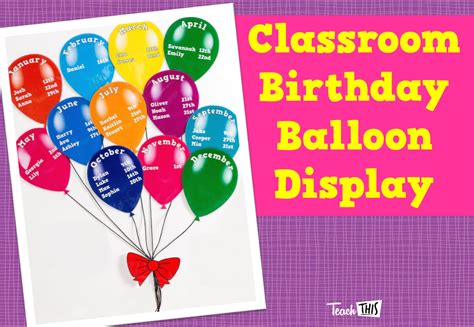 Classroom Birthday Balloon Display Editable Printable Classroom