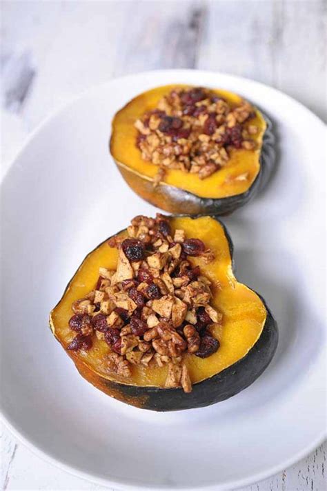 Stuffed Acorn Squash With Apples Nuts And Cranberries Recipe Acorn
