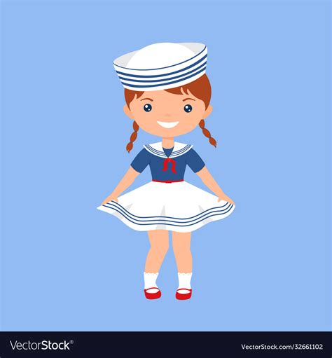 Cute Chibi Girl Character In Sailor Suit Vector Image