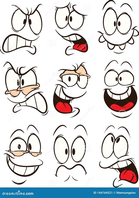 Cartoon Faces With Emotionsvector 58983517