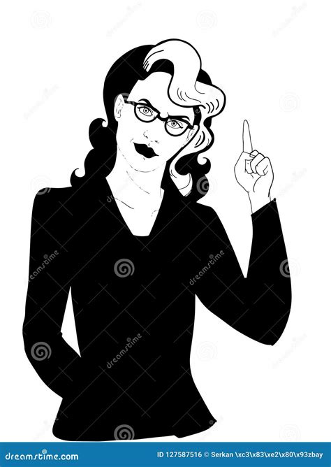Pop Art Characters Strong Woman Pointing And White Background Stock
