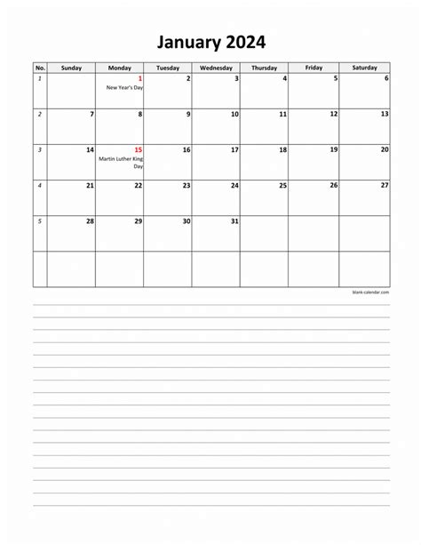 Free Download 2024 Excel Calendar Large Day Boxes Space For Notes