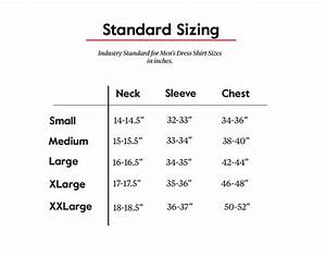 Standard Men 39 S Dress Shirt Sizes